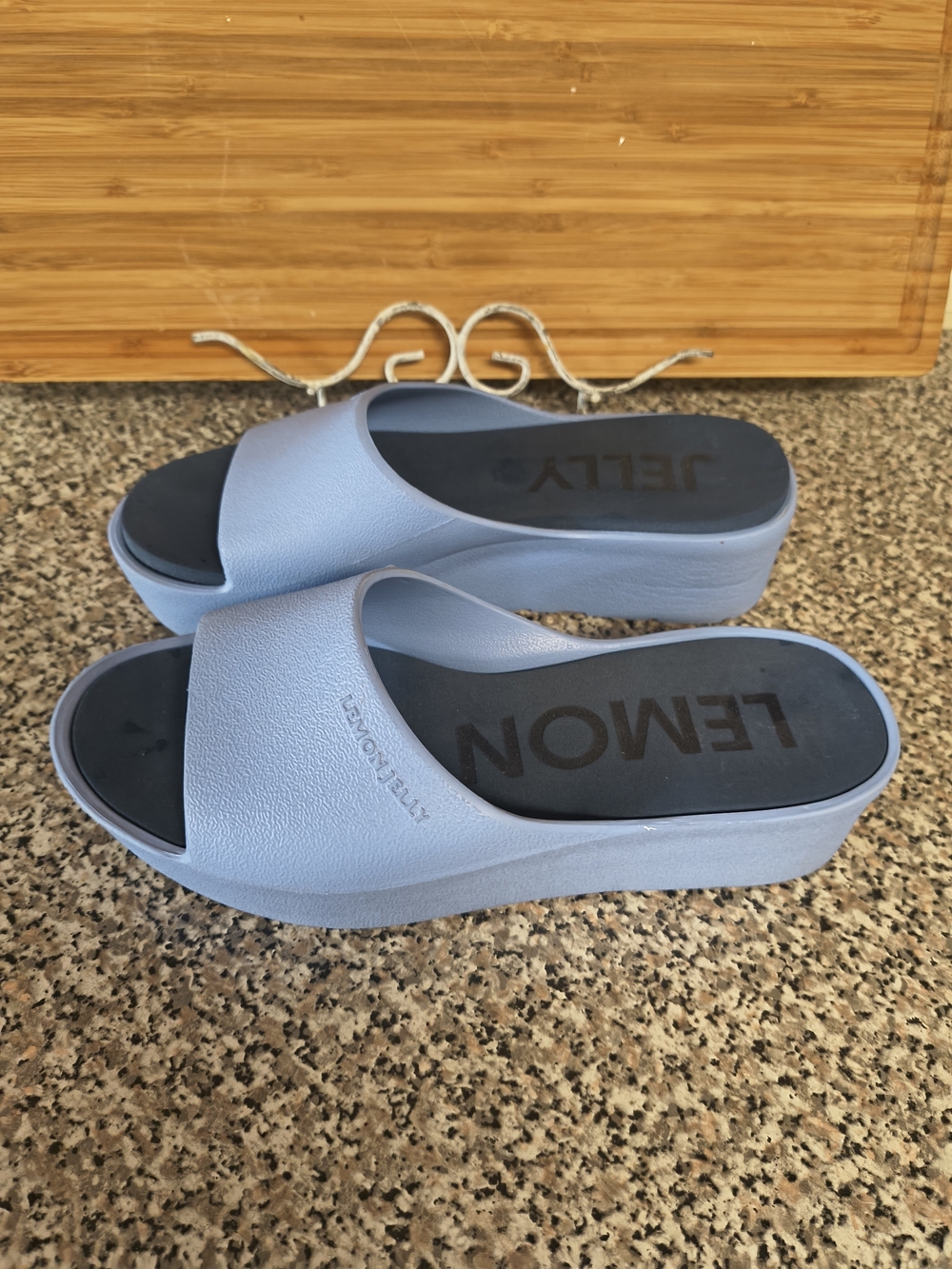 LEMON Light Blue Platform Jelly Slide Mules